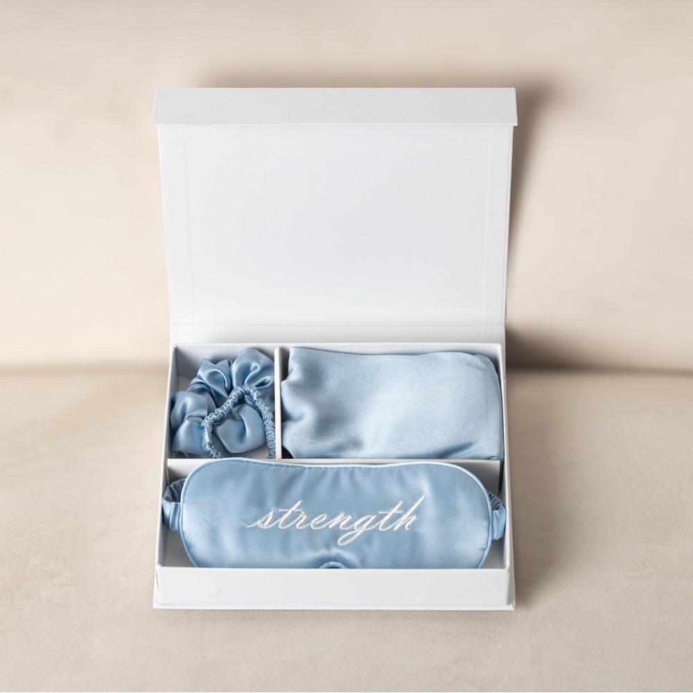Blue Silk Sleep Set - Manifest Strength!